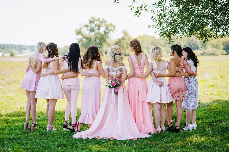 Bridesmaids in Earth-Tone Dresses